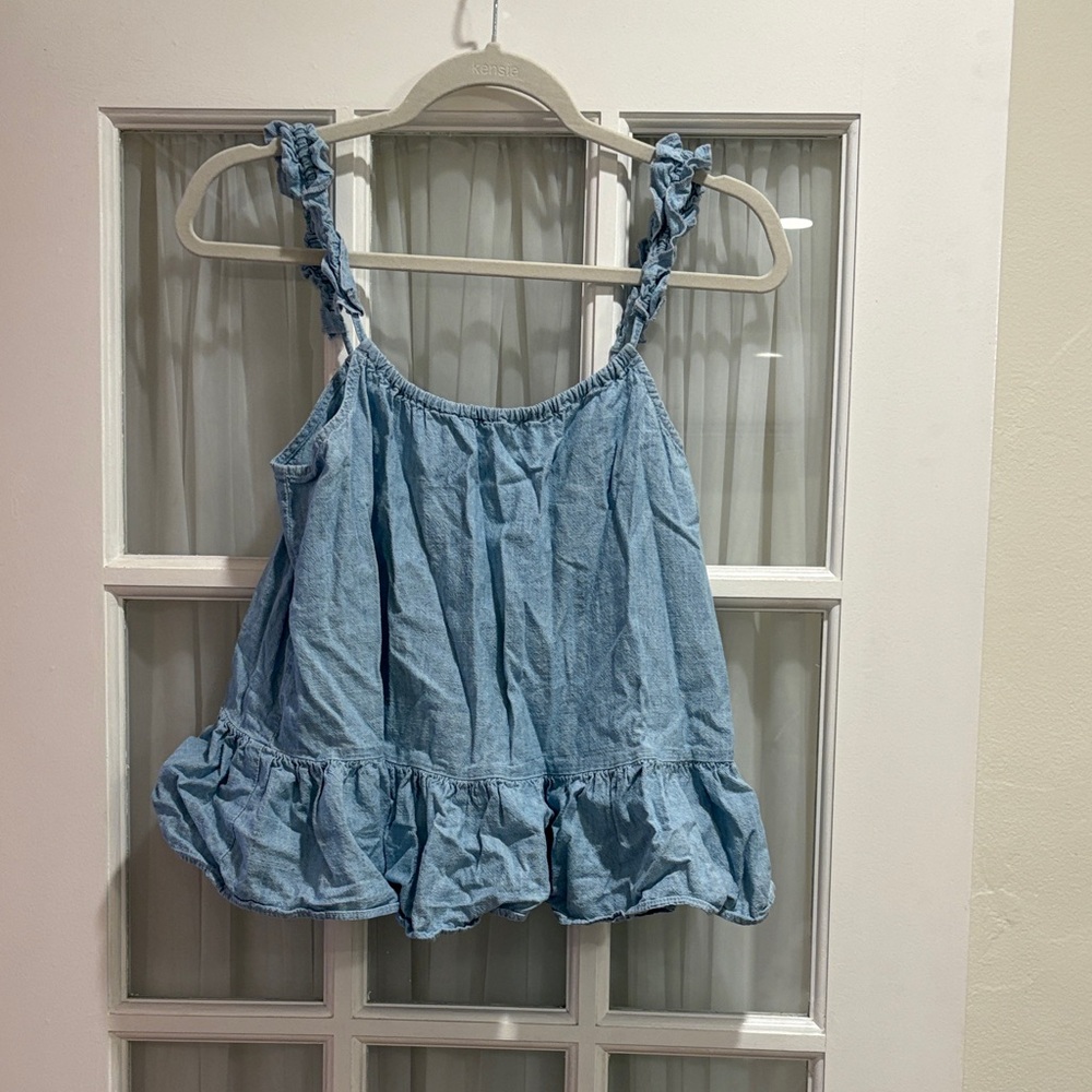 Madewell Blue Ruffle Tank Top